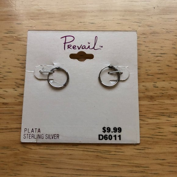 NWT WOMENS PREVAIL STERLING SILVER MINI HOOP EARRINGS - Picture 1 of 2